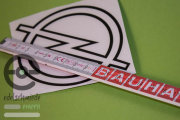 Aufkleber / Dekor / Schriftzug Opel Emblem klein/12cm Kadett C, schwarz glänz.outlined
