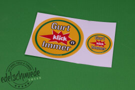Aufkleber im Doppelpack: "Gurt klick immer", 80mm & 40mm Durchmesser