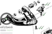 Ball joint above front axle including attachment set, Opel Ascona B / Manta B