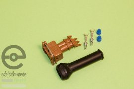 Stecker 2-polig, L- & LE- Jetronic & Motronic, Einspritzanlage, Farbe: braun, mit Dichtungskappe