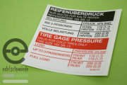 Sticker / Decoration: Tire gage pressure 165 SR - 13, top quality!