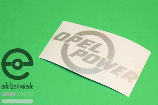 Aufkleber / Dekor / Schriftzug 'Opel Power', silber, 10cm breit, Top