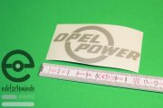 Sticker / Decoration / Logo Opel Power, silver, 22cm in width, top quality!