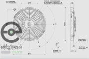 Spal high performance radiator fan sucking, Opel cih radiator, 280/310mm x 52mm flat