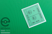 Sticker: Adrema / ECE - authorisation symbol green, engine bay Opel Ascona / Manta B